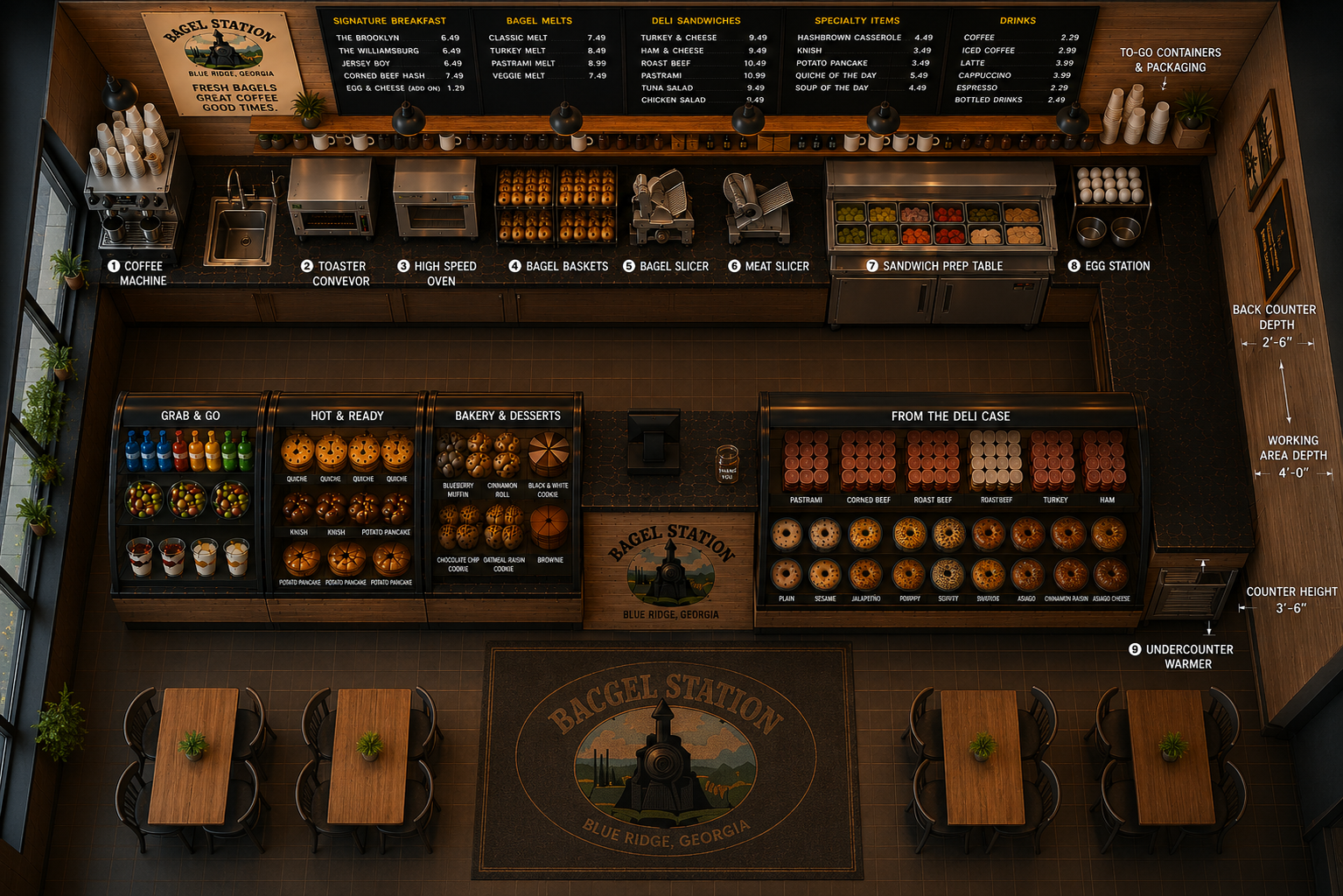 Overhead view of the store layout
